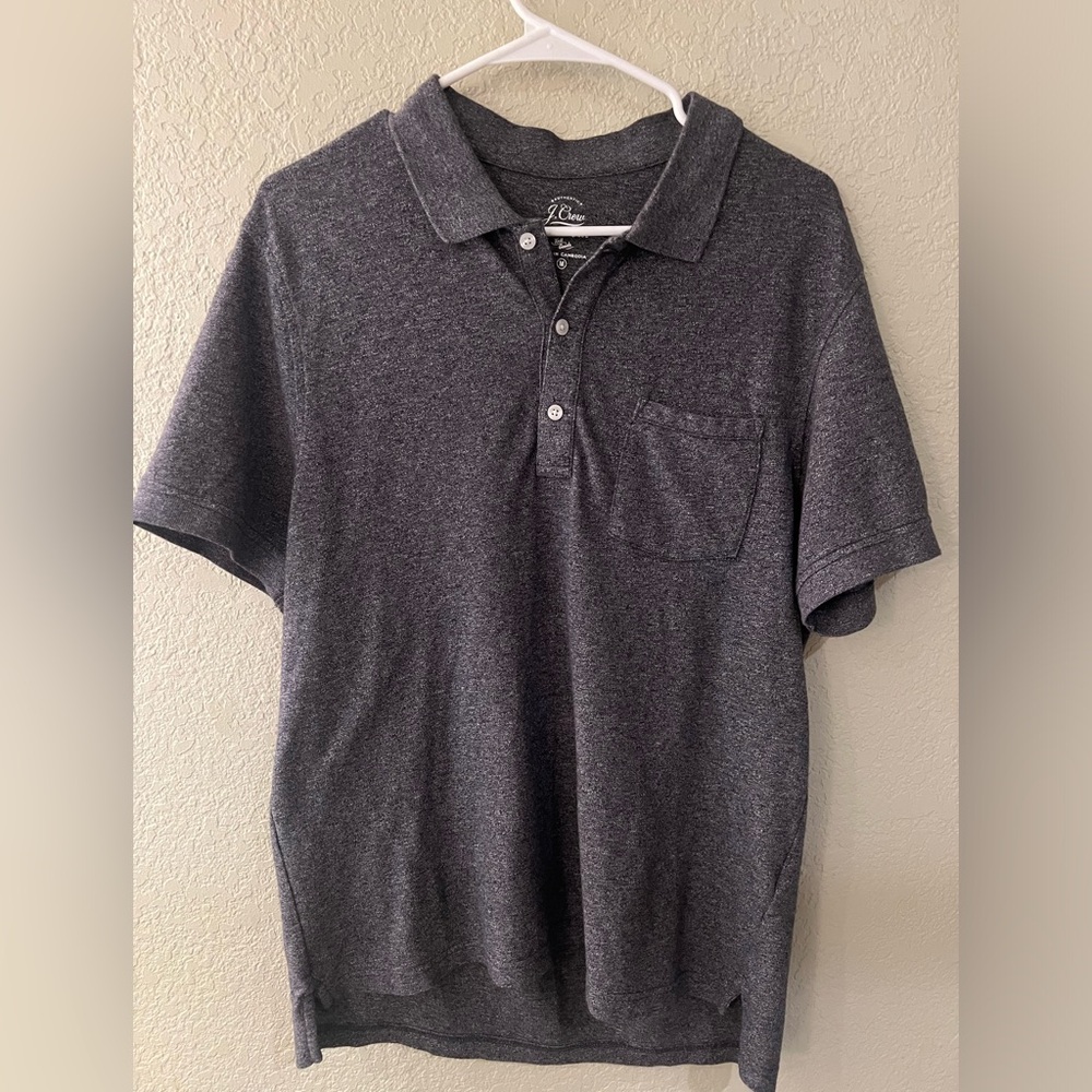 J. Crew M stretch pique grey polo